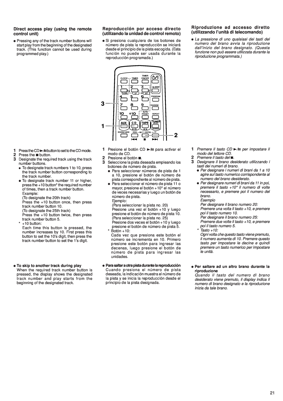 JVC RV-B55 GY/BU/LTD manual Direct access play using the remote control unit 