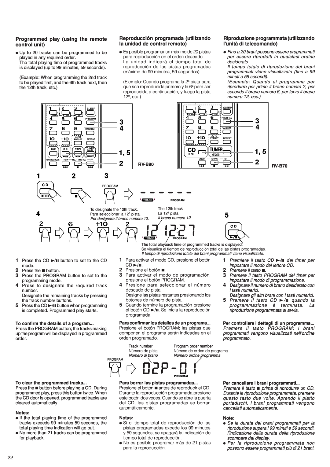 JVC RV-B70, RV-B90 manual 
