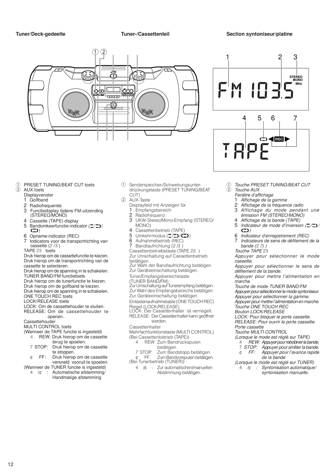 JVC RV-B99 BK/BU manual Tuner BAND/FM 