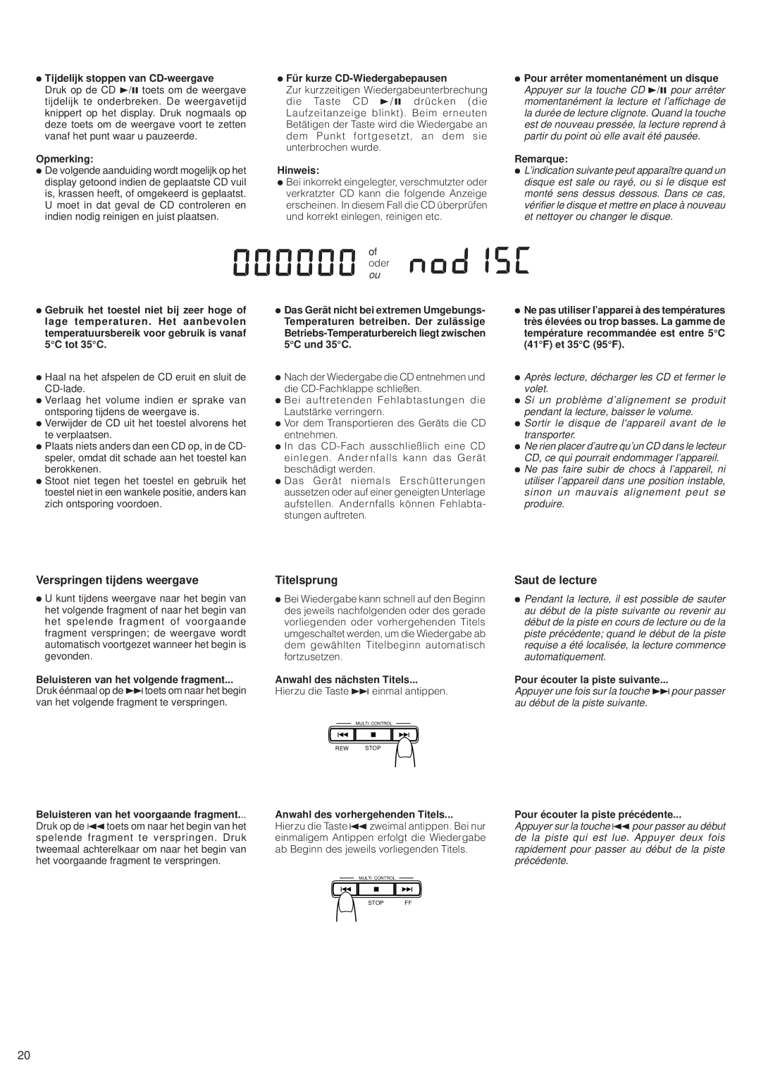 JVC RV-B99 BK/BU manual Verspringen tijdens weergave, Titelsprung, Saut de lecture 