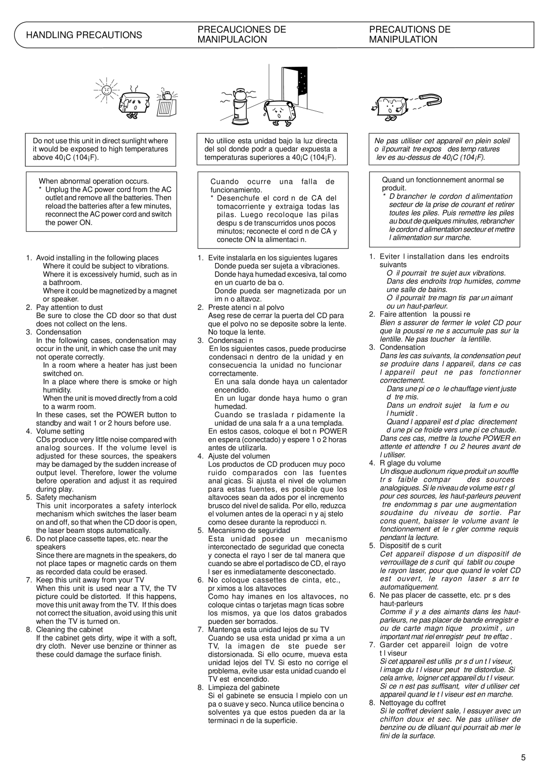 JVC RV-B99 When abnormal operation occurs, Avoid installing in the following places, Pay attention to dust, Condensation 