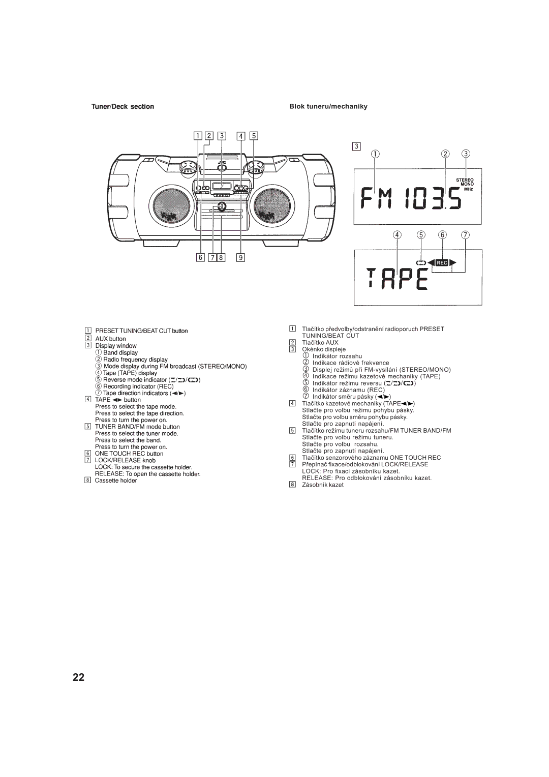 JVC RV-B99BK manual Blok tuneru/mechaniky 