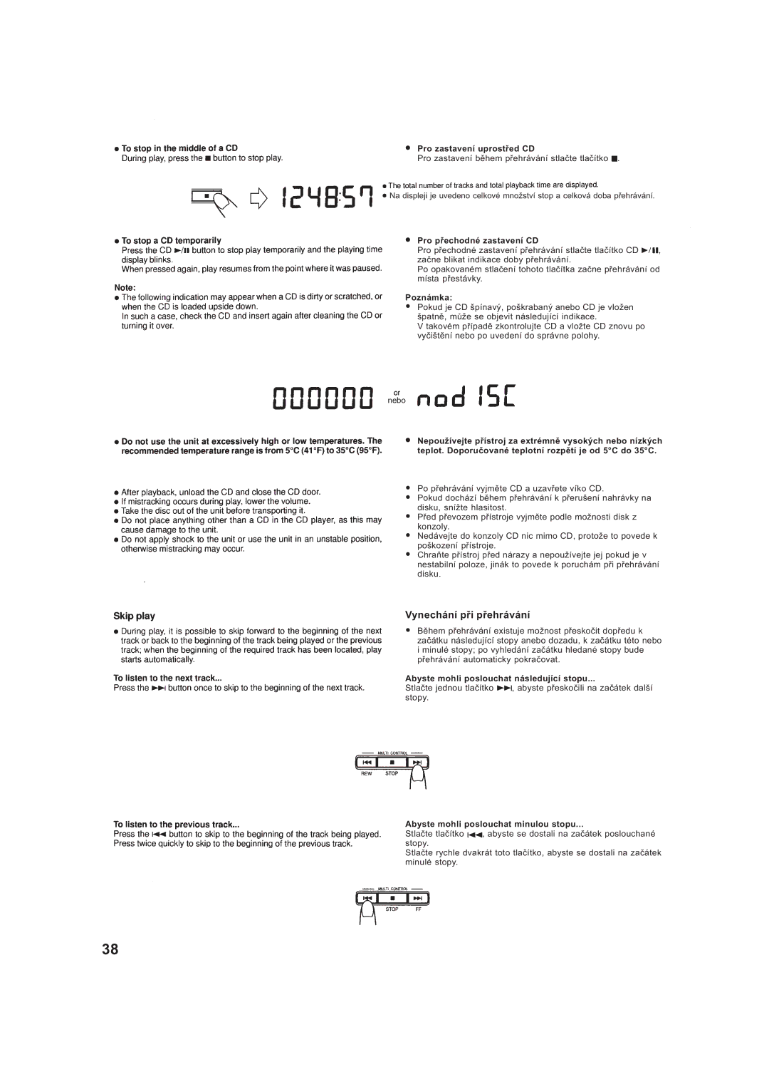 JVC RV-B99BK manual Vynechání pøi pøehrávání 