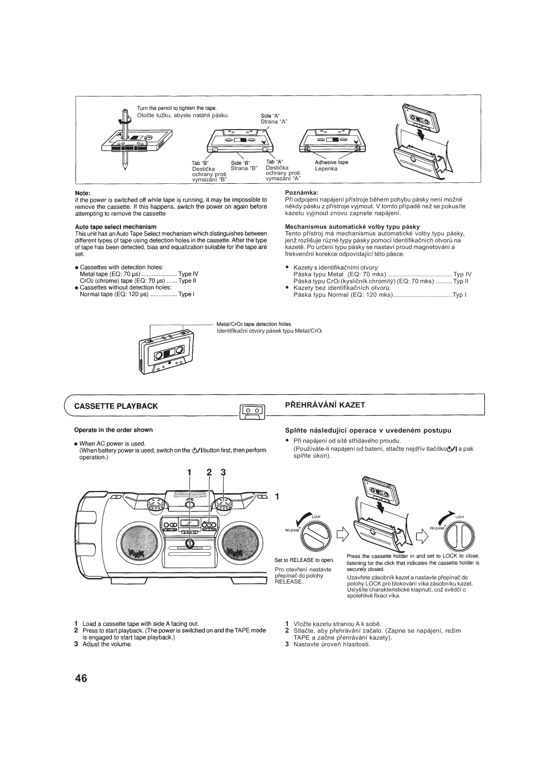 JVC RV-B99BK manual PØEHRÁVÁNå Kazet, Splòte následující operace v uvedeném postupu 