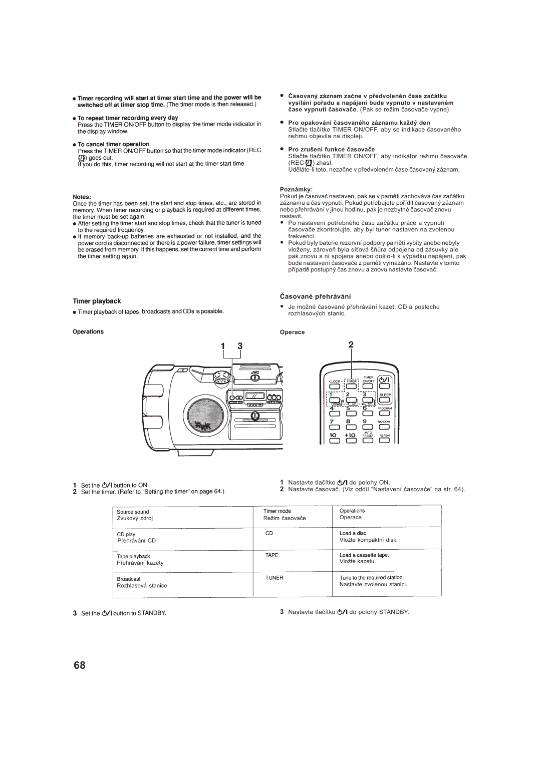 JVC RV-B99BK manual Èasované pøehrávání 