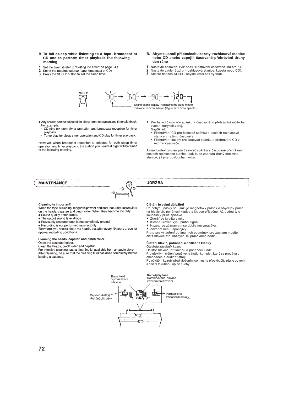 JVC RV-B99BK manual Údržba 