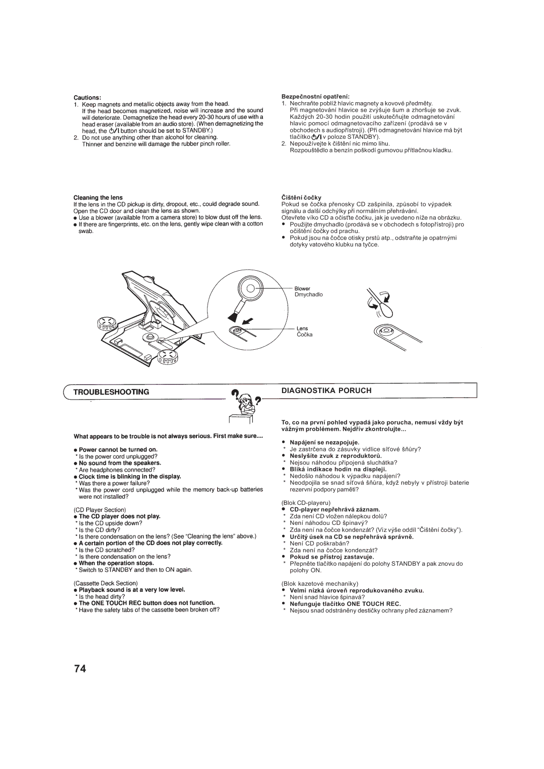 JVC RV-B99BK manual Diagnostika Poruch 