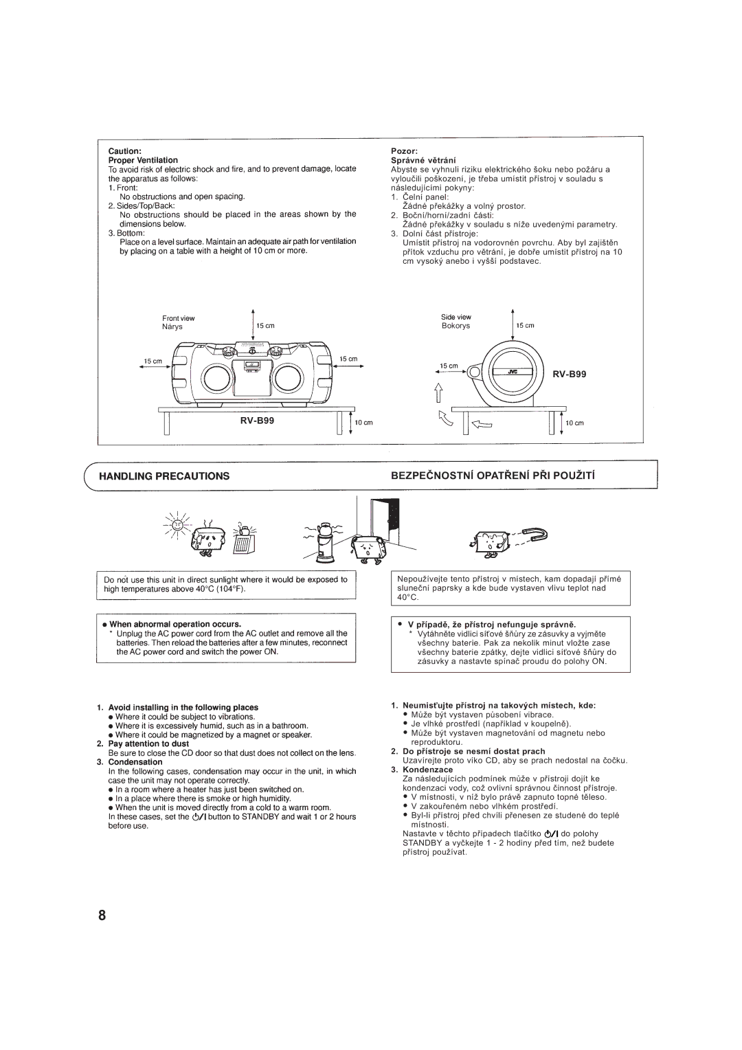 JVC RV-B99BK manual BEZPEÈNOSTNå OPATØENå PØI POUŽITå 