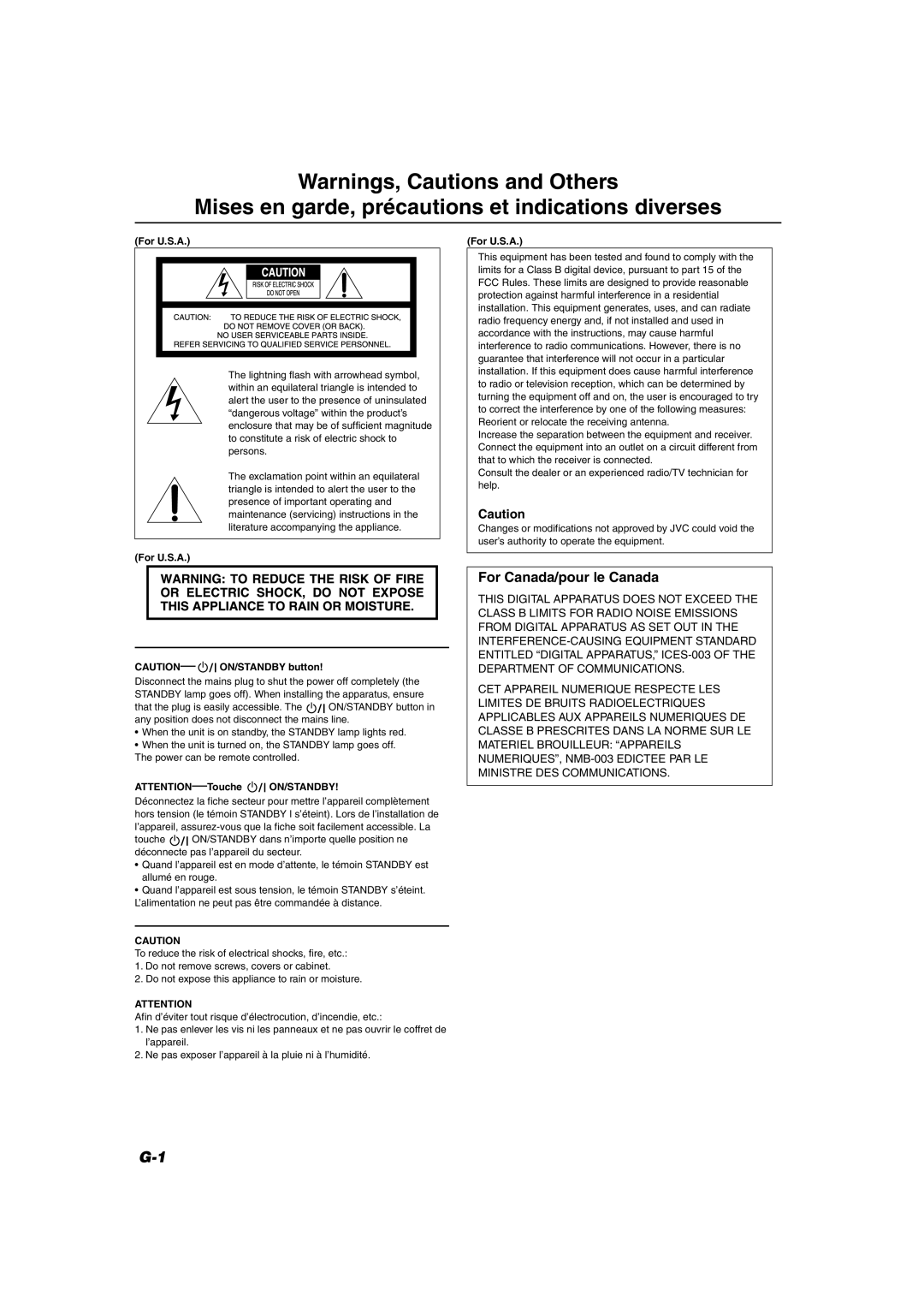 JVC RV-NB20W, RV-NB20B manual Mises en garde, précautions et indications diverses 