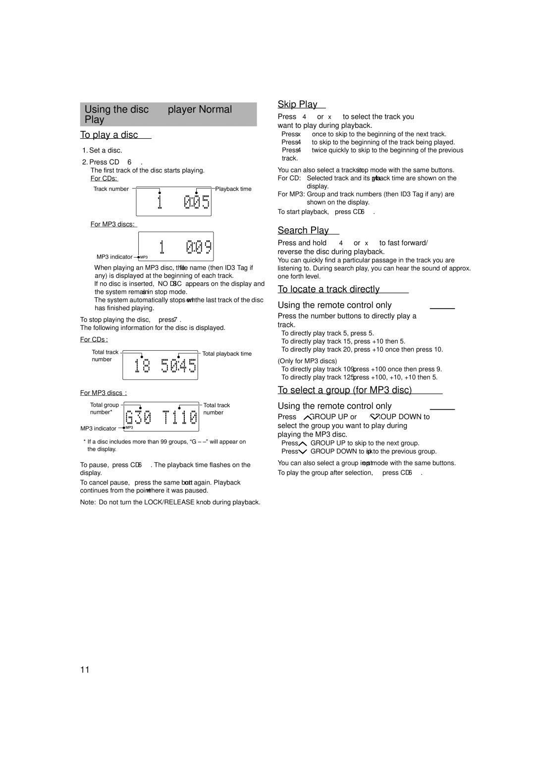 JVC RV-NB20W, RV-NB20B manual Using the disc player-Normal Play 