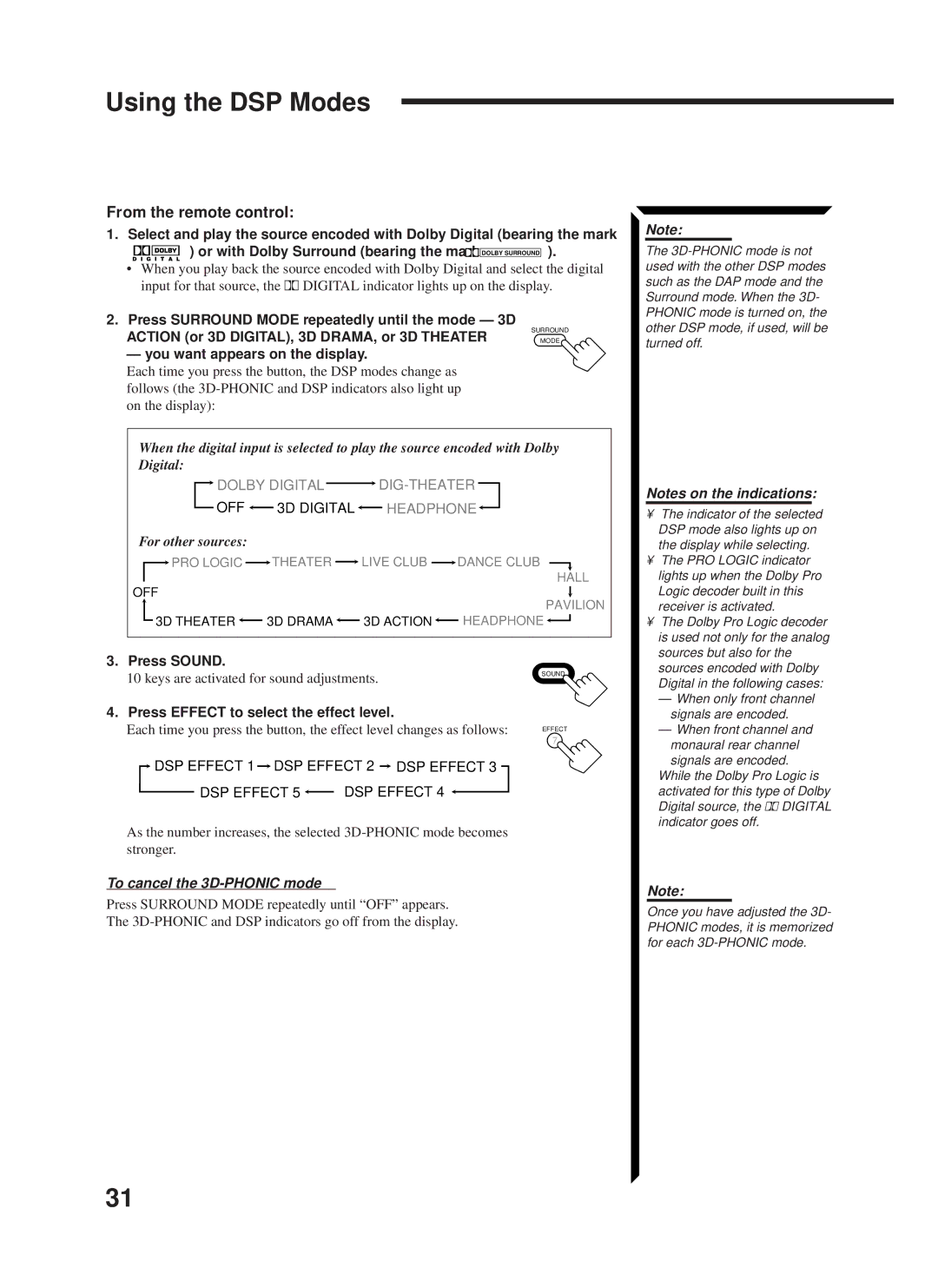 JVC RX-1024VBK manual You want appears on the display, Press Effect to select the effect level 