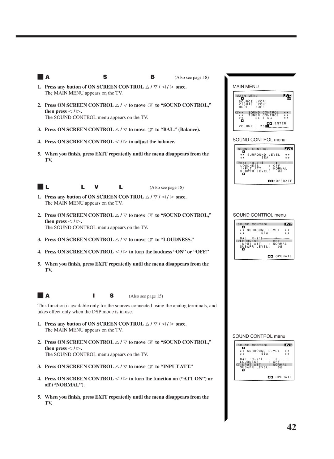 JVC RX-1024VBK manual Adjusting the Front Speaker Output Balance Also see, Listening at Low Volume Loudness Also see 