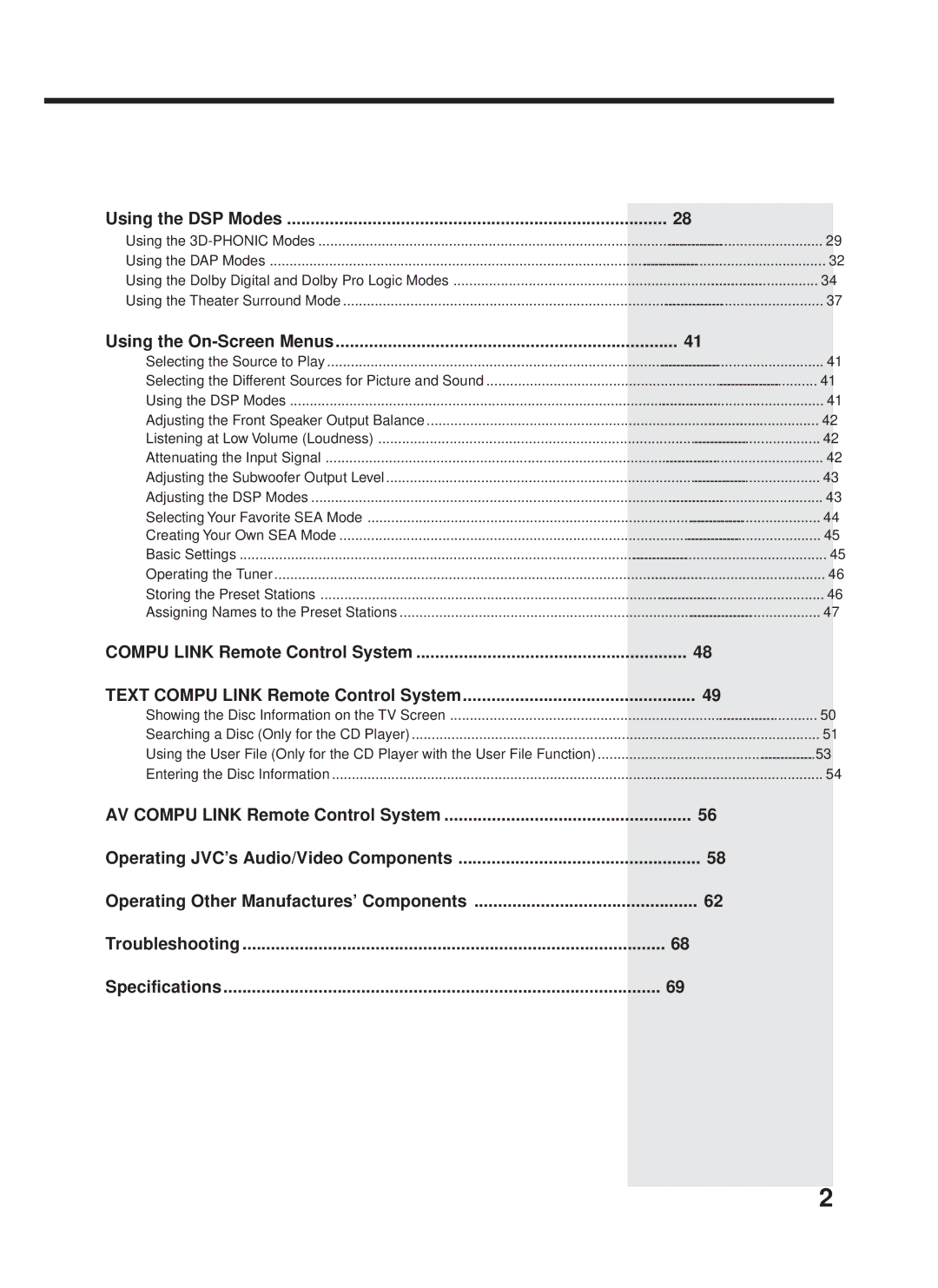 JVC RX-1024VBK manual Using the DSP Modes 