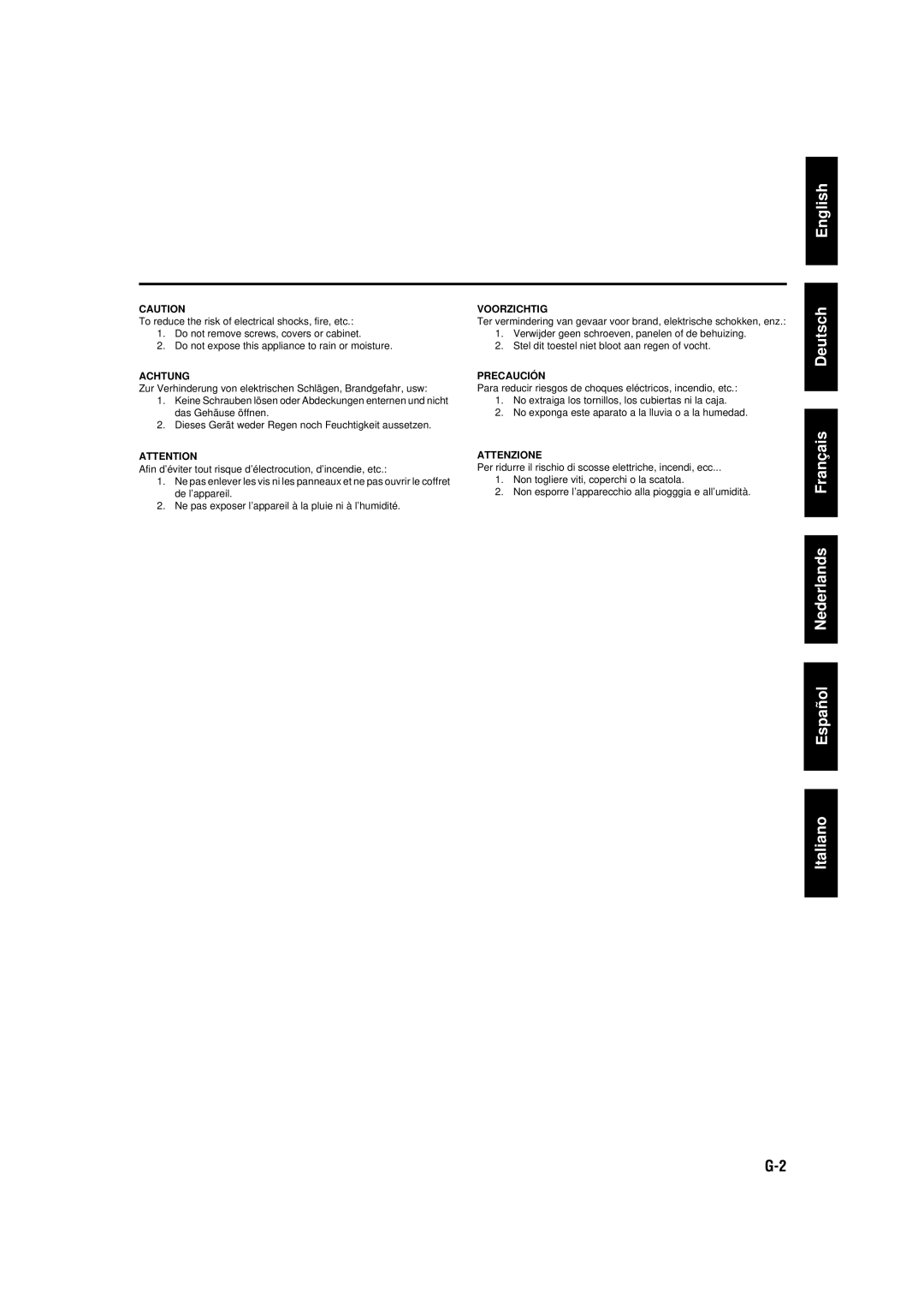 JVC RX-430VBK manual English Deutsch Français Nederlands Español Italiano 