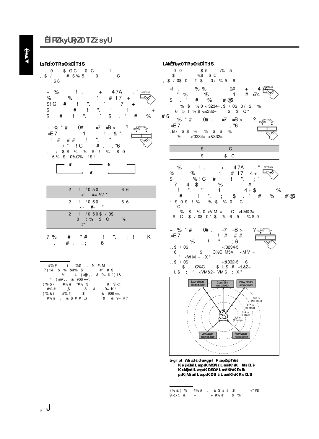 JVC RX-5022RSL manual Základní nastavení, Down ∞ zvolte jednotku, Stiskněte opakovaně SETTING, dokud 