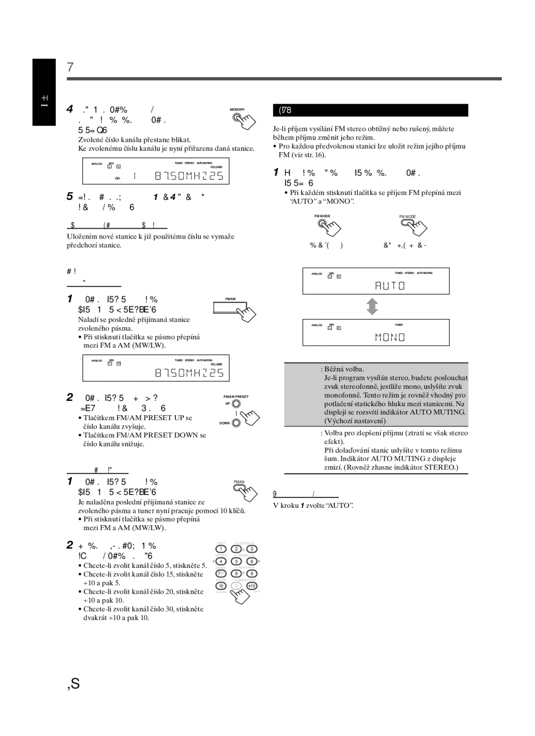 JVC RX-5022RSL manual Funkce tuneru 