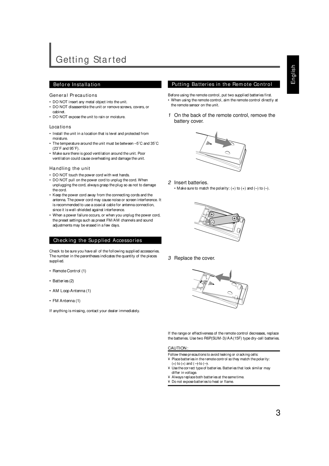 JVC RX-5022VSL, RX-5020VBK manual Getting Started 