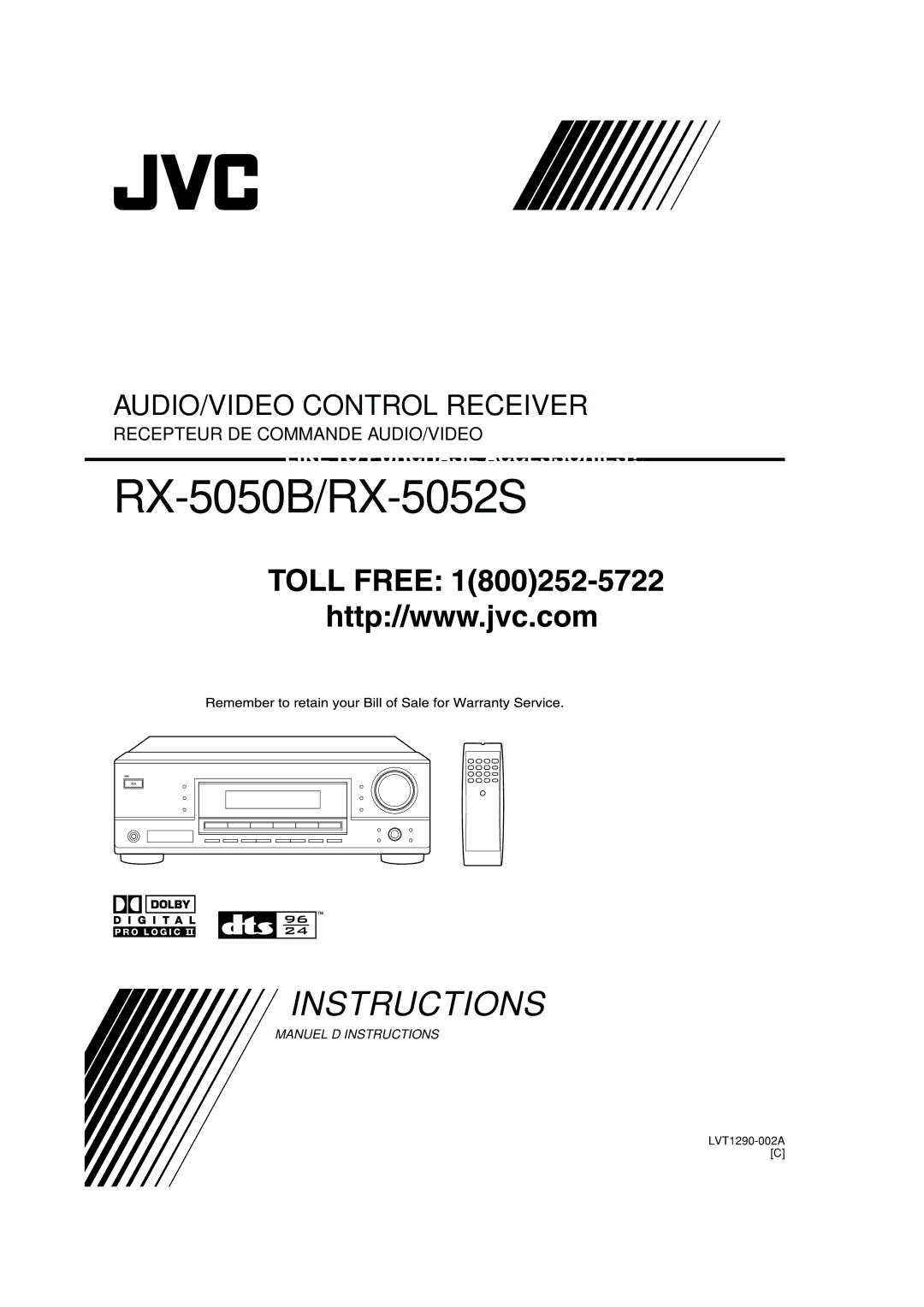 JVC RX-5052S, RX-5050B manual LVT1290-002A C 