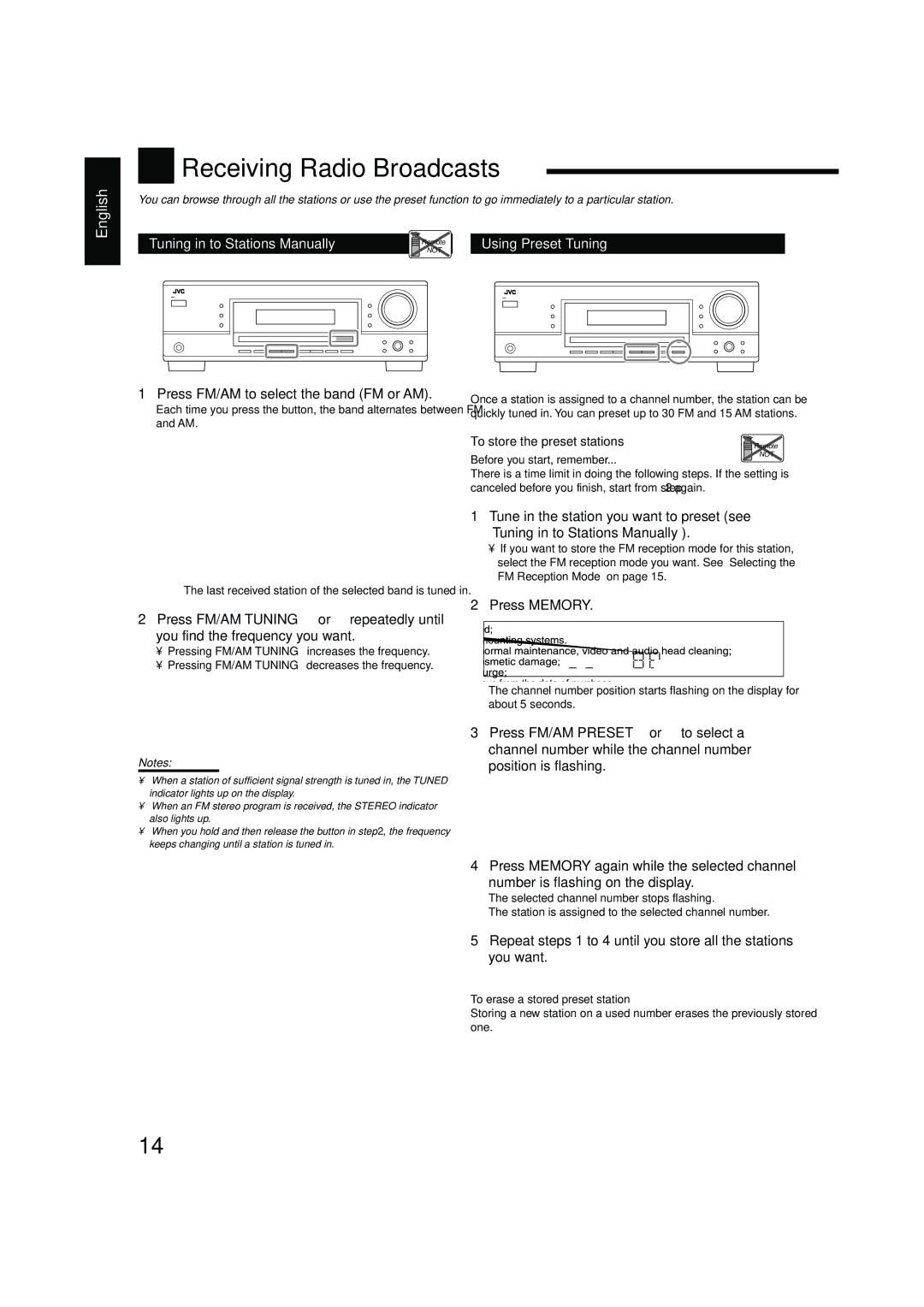 JVC RX-5050B, RX-5052S manual Tuning in to Stations Manually 