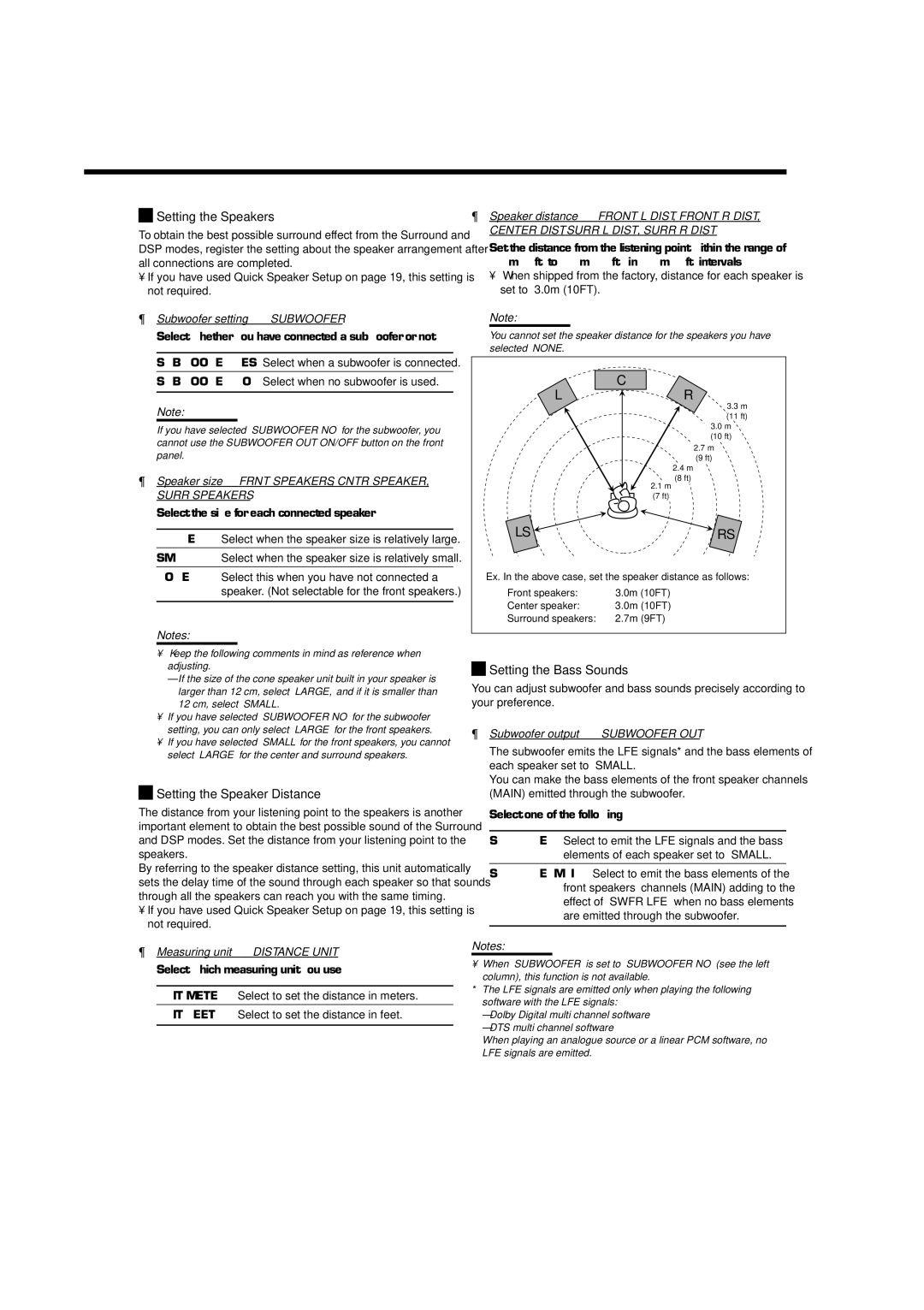 JVC RX-5060B manual Setting the Speakers 