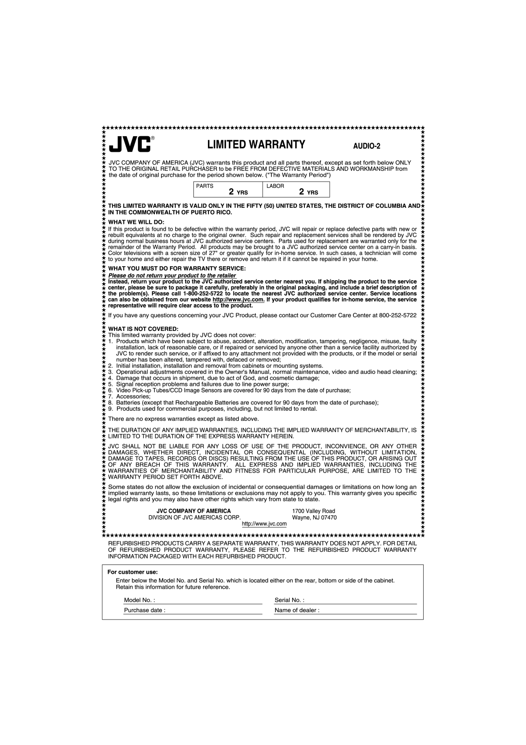 JVC RX-5060B manual 