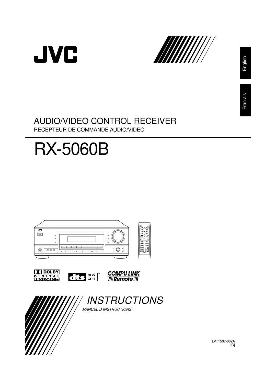 JVC RX-5060B manual Recepteur DE Commande AUDIO/VIDEO 