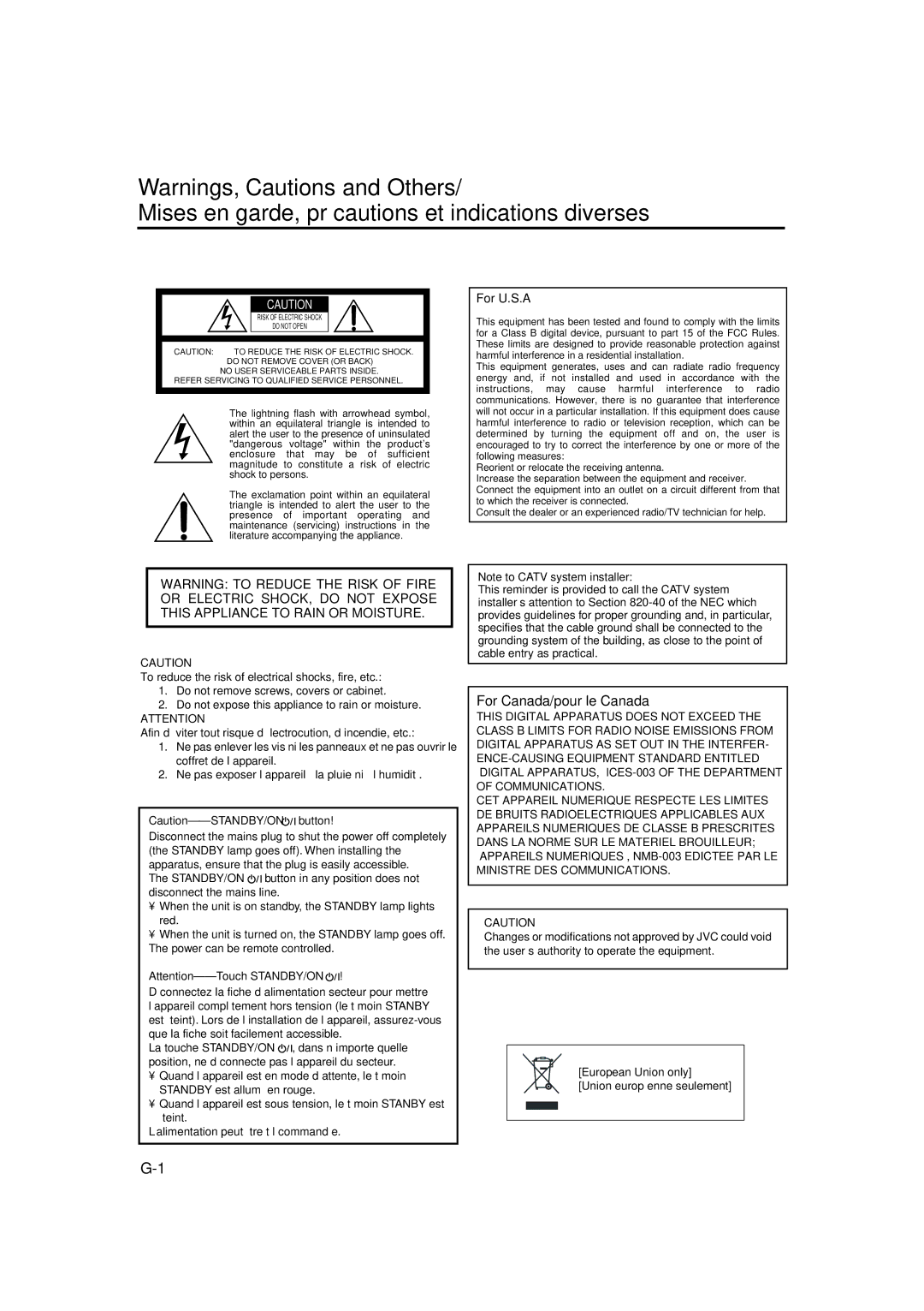 JVC RX-5060B manual Mises en garde, précautions et indications diverses 