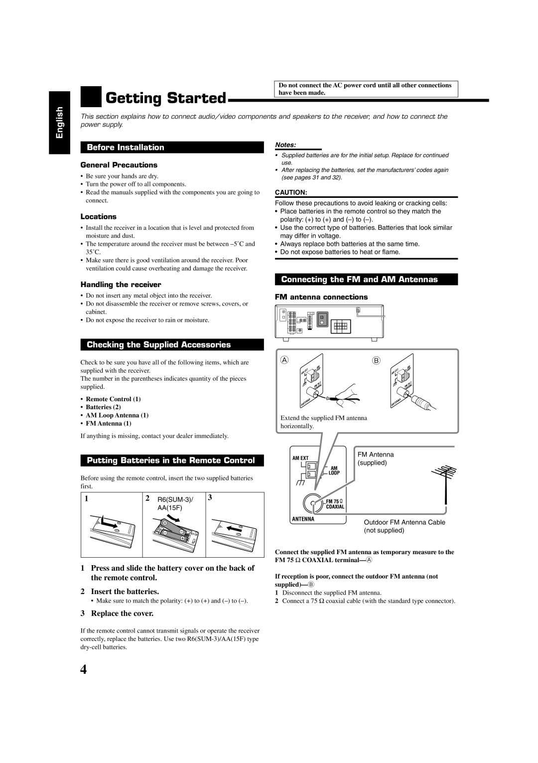 JVC RX-5060B manual Do not insert any metal object into the receiver 