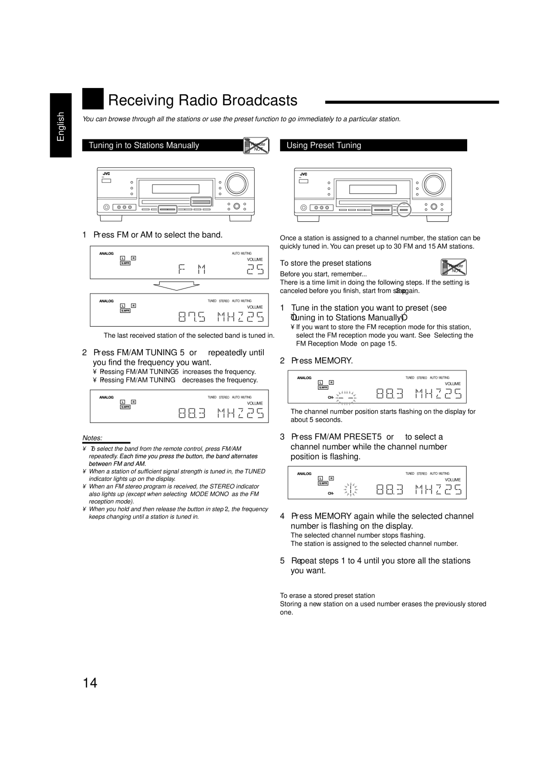 JVC RX-5060B manual Tuning in to Stations Manually 