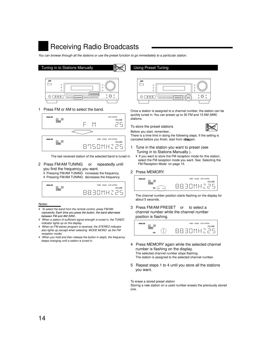 JVC RX-5060B manual Receiving Radio Broadcasts 