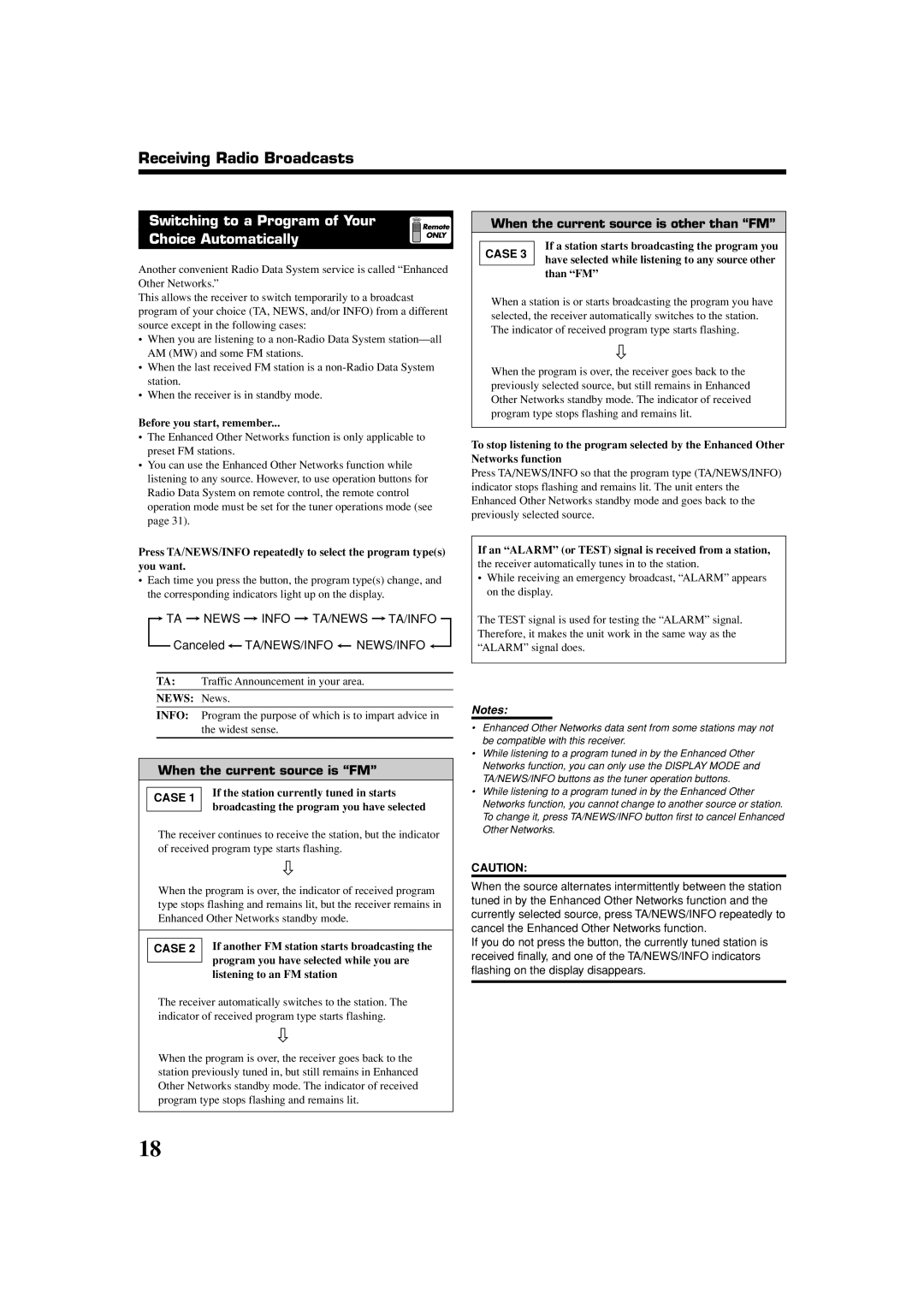 JVC RX-5060B manual Switching to a Program of Your Choice Automatically, When the current source is FM 