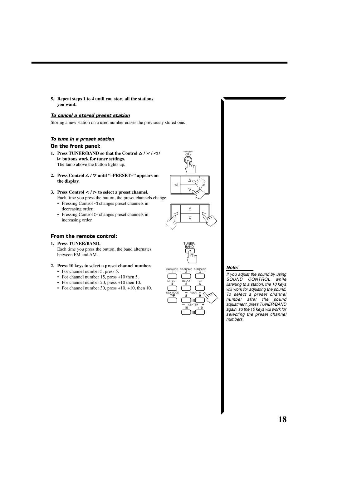 JVC RX-554VBK manual To cancel a stored preset station, To tune in a preset station 