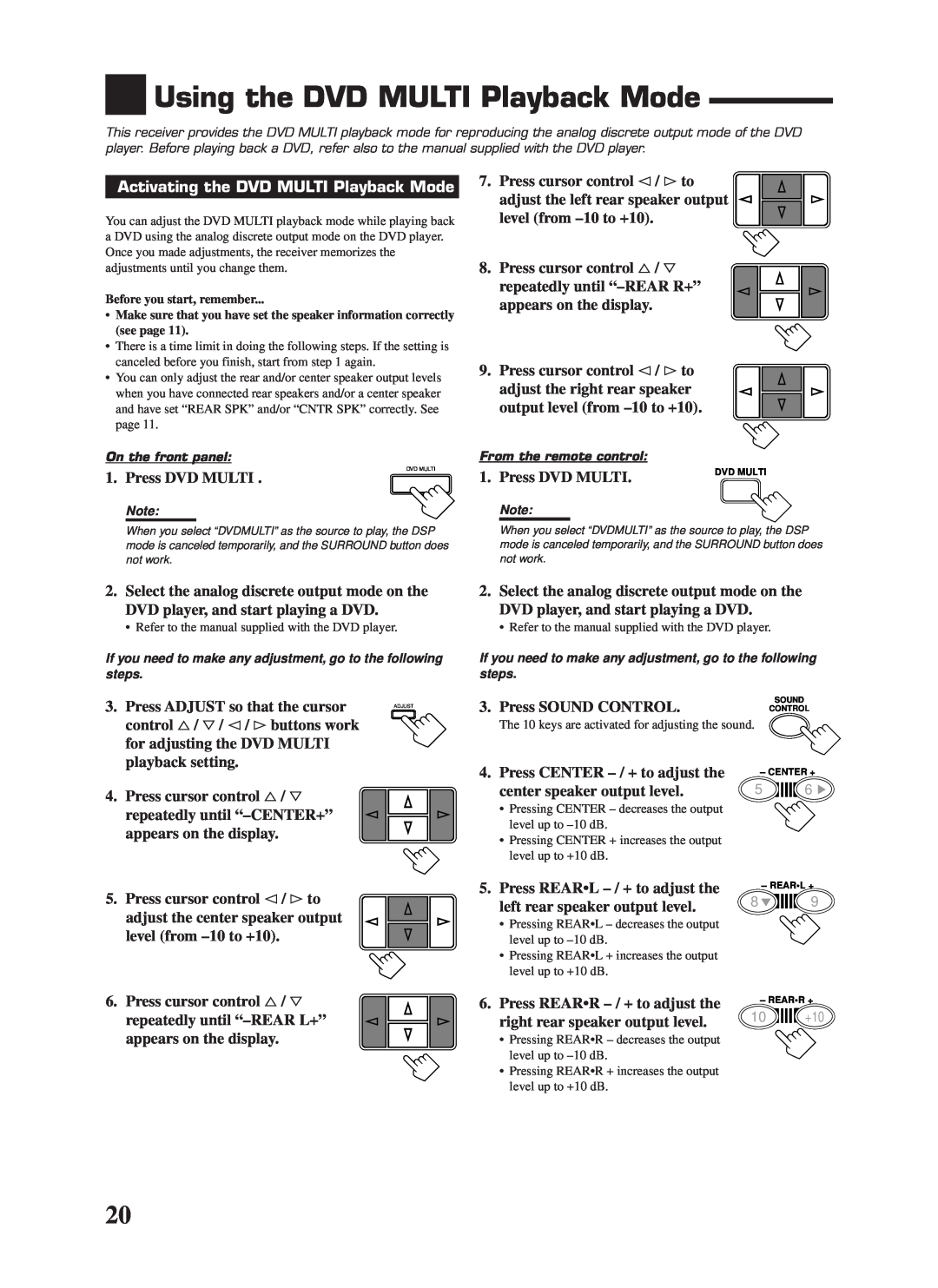 JVC RX-558VBK manual Using the DVD MULTI Playback Mode, Activating the DVD MULTI Playback Mode 