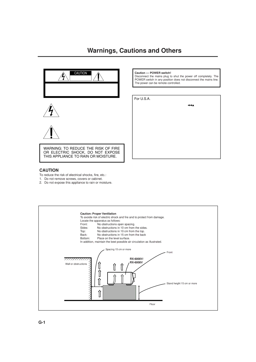 JVC RX-6000VBK, RX-6008VBK manual For U.S.A 