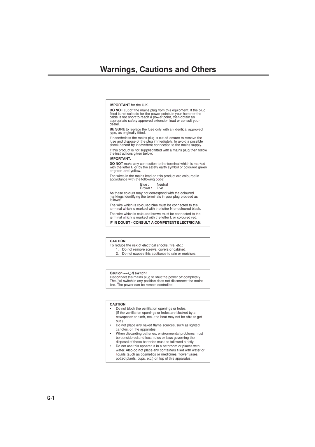 JVC RX-6010RBK, RX-6012RSL manual If in Doubt Consult a Competent Electrician 