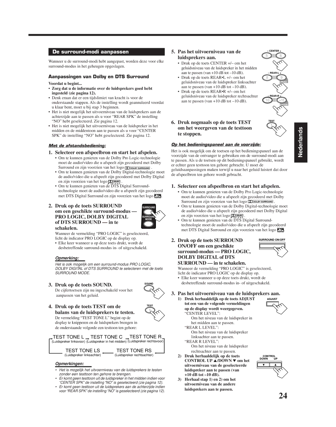 JVC RX-6010RBK manual De surround-modi aanpassen 