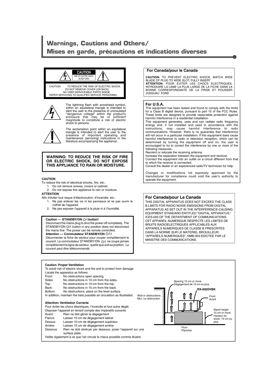 JVC RX-6020VBK manual Mises en garde, précautions et indications diverses 