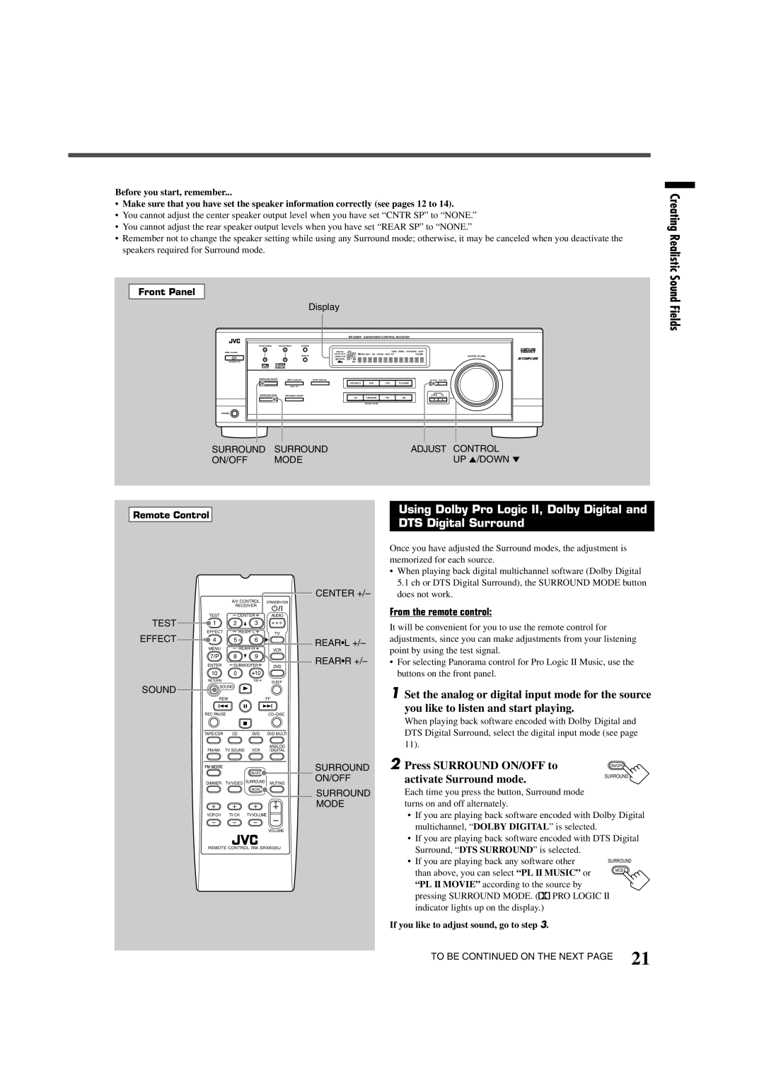 JVC RX-6020VBK manual Receiver Test Center 