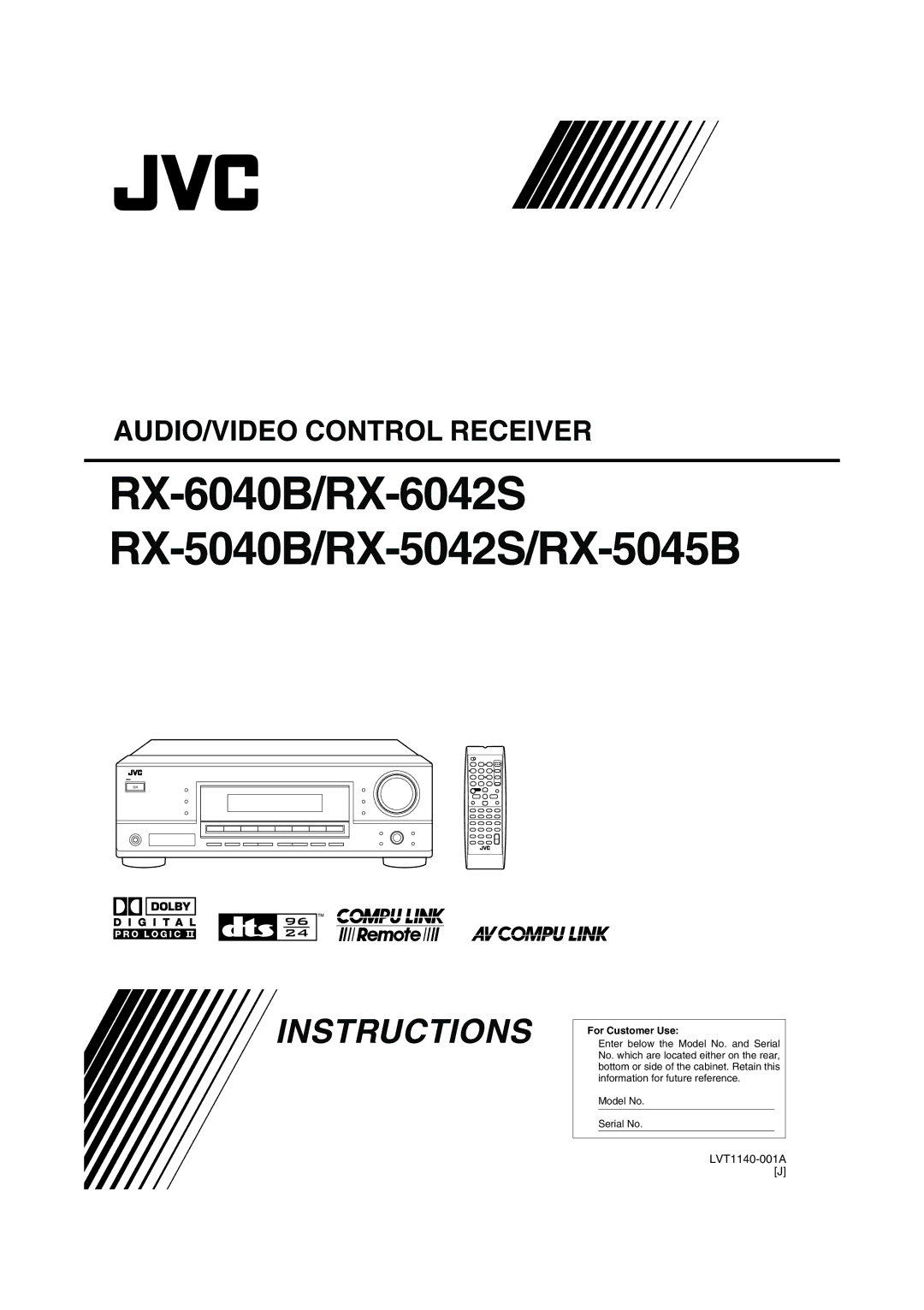 JVC manual RX-6040B/RX-6042S RX-5040B/RX-5042S/RX-5045B, LVT1140-001A J 