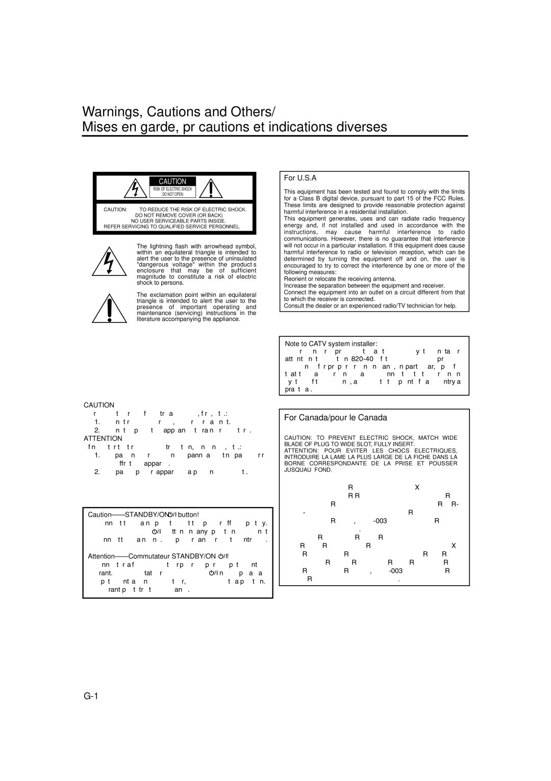 JVC RX-6040B, RX-6042S, RX-5040B manual Mises en garde, précautions et indications diverses 