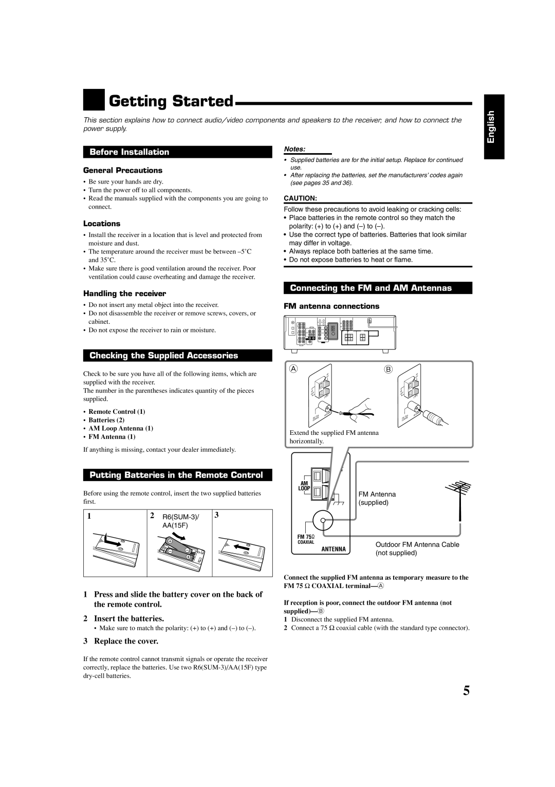 JVC RX-6042S, RX-6040B, RX-5040B manual Do not insert any metal object into the receiver 