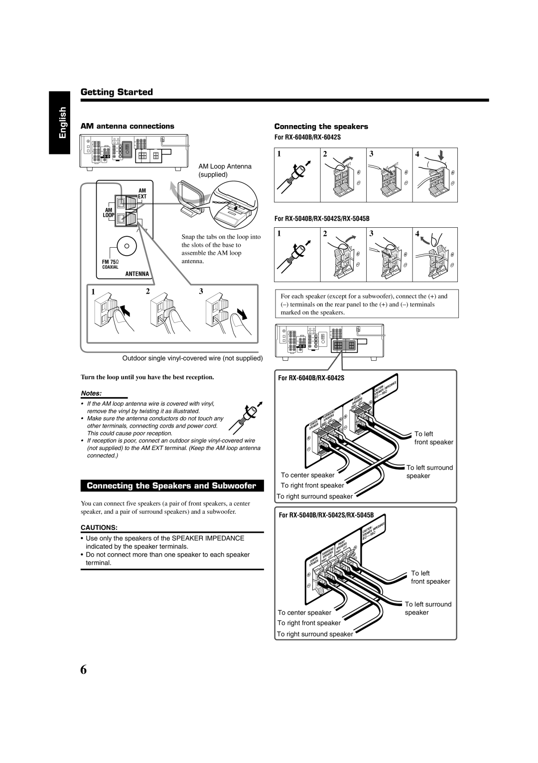 JVC RX-6040B, RX-6042S, RX-5040B manual Getting Started 