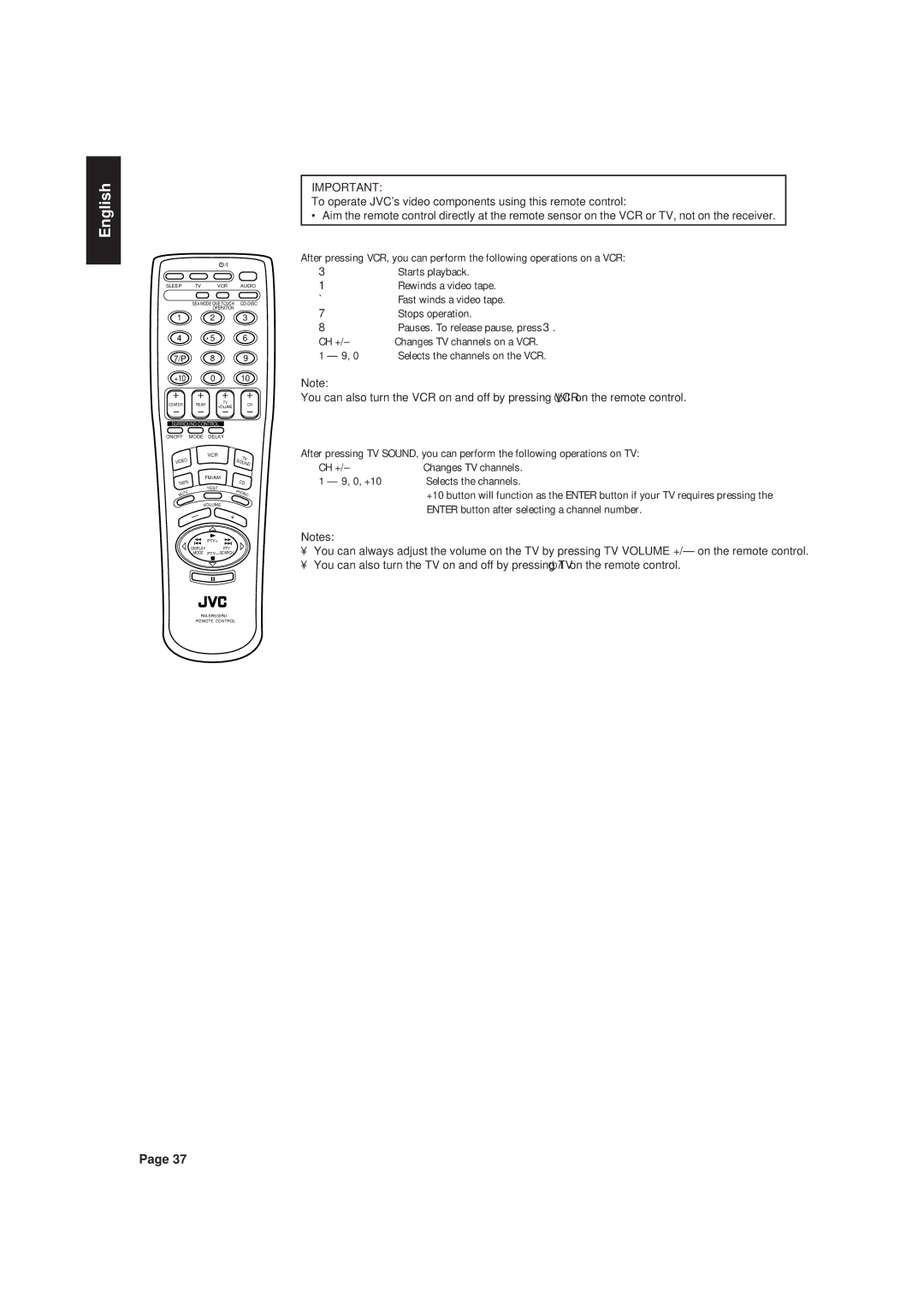 JVC RX-630RBK manual Enter button after selecting a channel number 