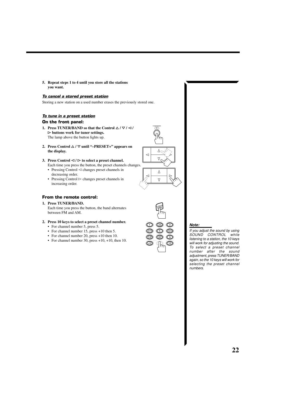 JVC RX-664VBK manual To cancel a stored preset station, To tune in a preset station 