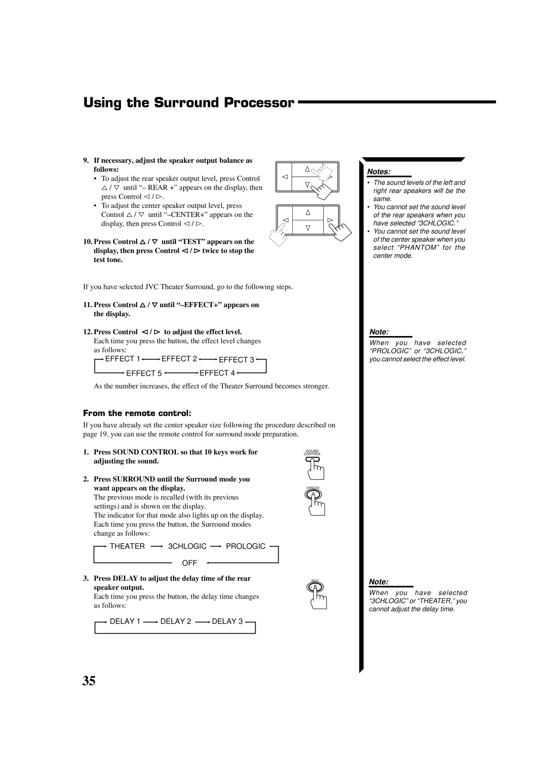 JVC RX-664VBK manual If necessary, adjust the speaker output balance as follows 