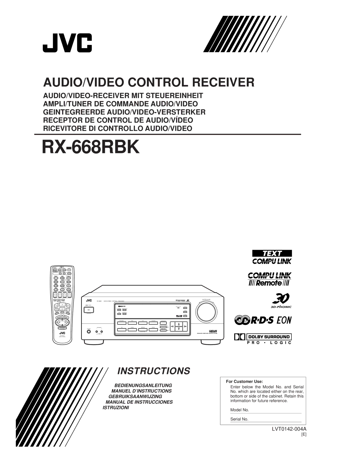 JVC RX-668RBK manual 