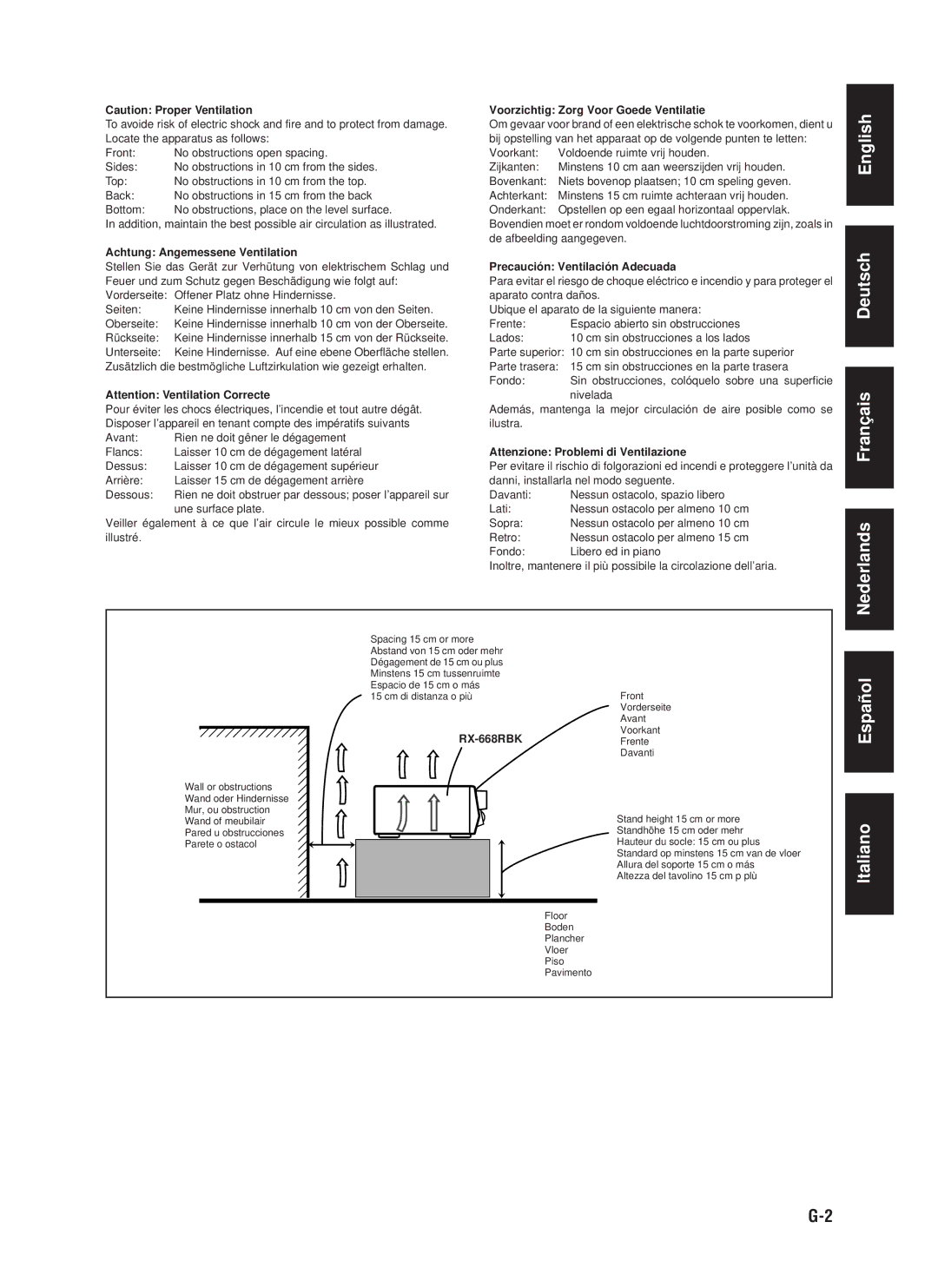 JVC RX-668RBK manual Español Italiano 