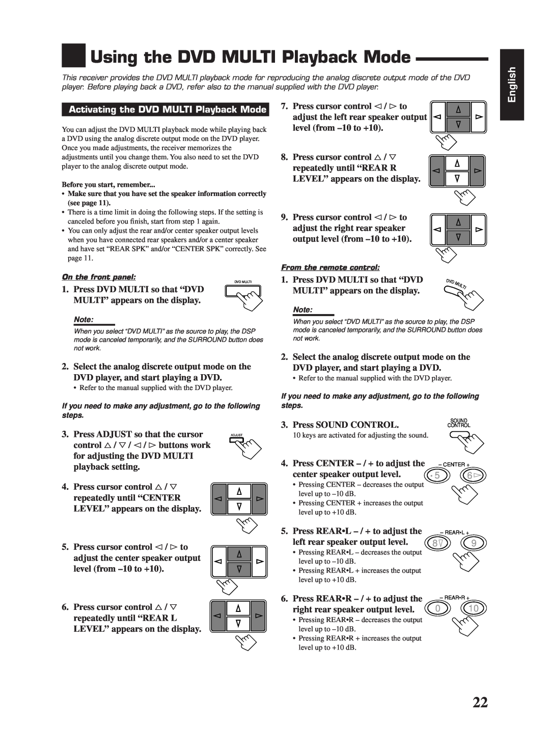 JVC RX-668RBK manual Using the DVD MULTI Playback Mode, Activating the DVD MULTI Playback Mode, English 