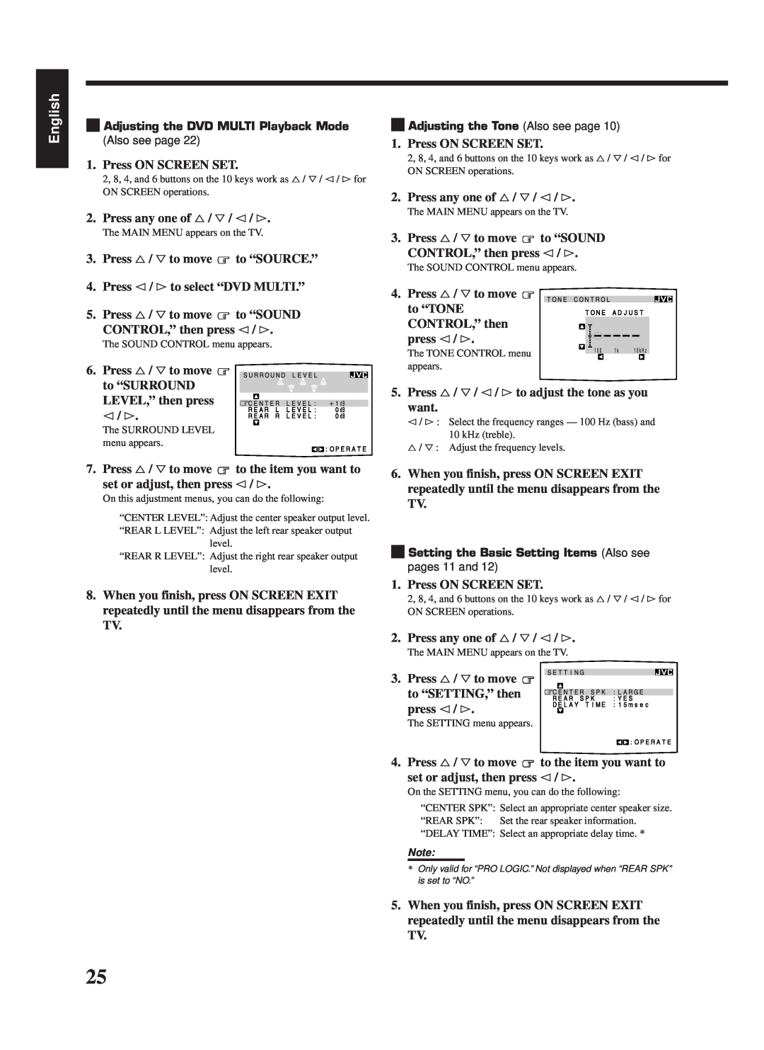 JVC RX-668RBK manual English, Press ON SCREEN SET 