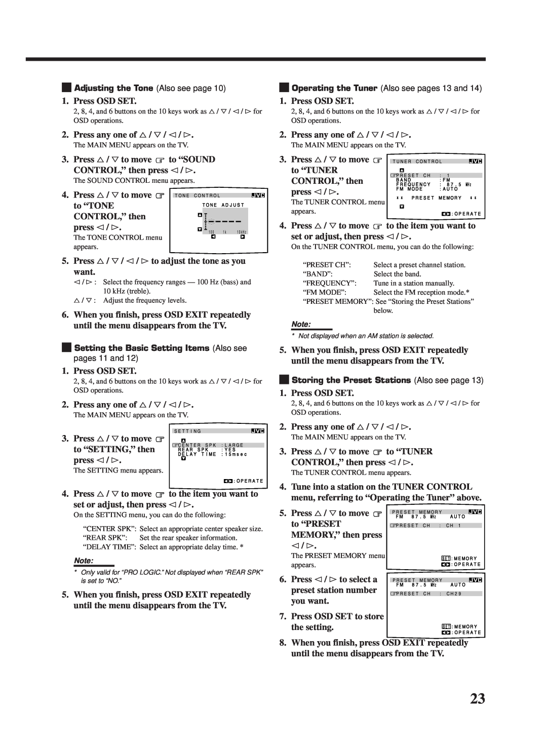JVC RX-668VBK manual Press OSD SET 